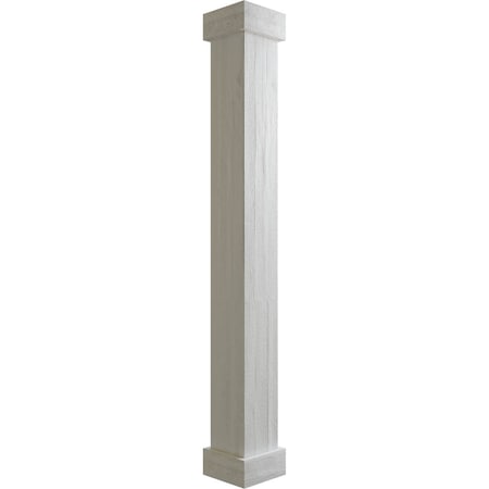 Ekena Millwork Rough Sawn Faux Wood Non-Tapered Square Column Wrap w/ Standard Capital & Base, 10"W x 14'H COLURS10X168STUF
